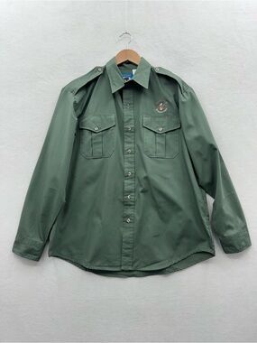 Vintage Bear Back Men’s Large Green Button Up Shirt Safari Club International